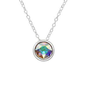 Sterling Silver Round Crystal Pendant Necklace​